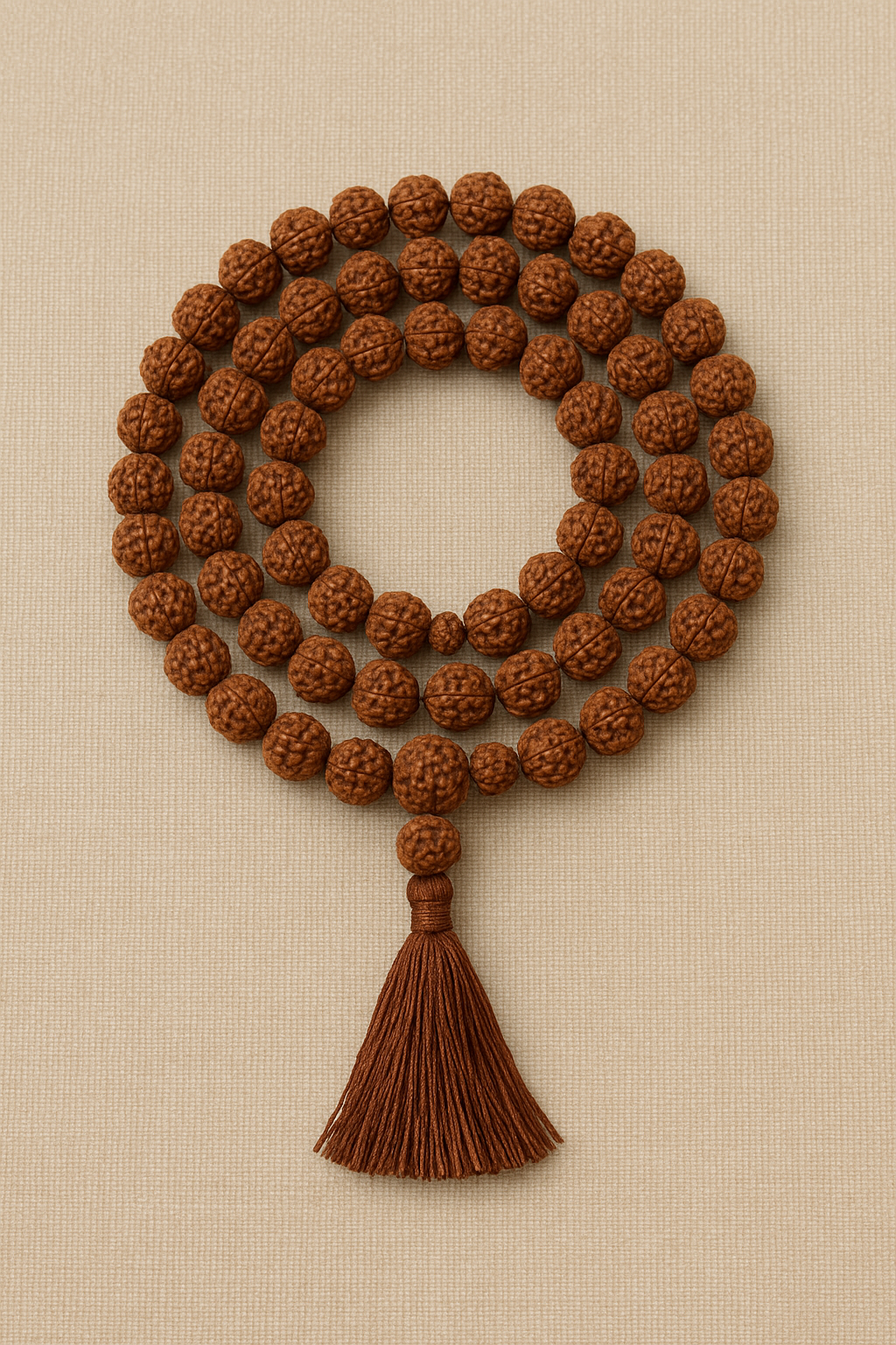 5 Mukhi Rudraksha Mala – 108 Beads Original Spiritual Prayer Rosary-Lab Certified