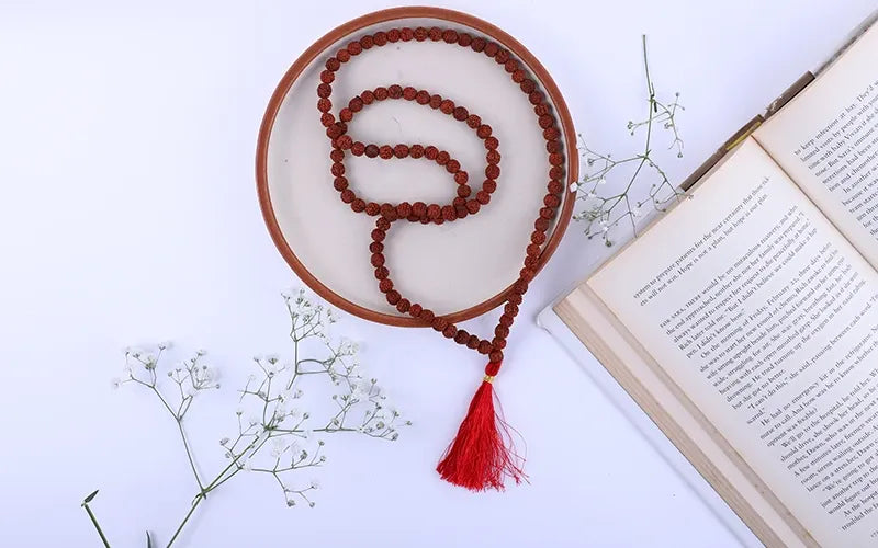 5 Mukhi Rudraksha Mala – 108 Beads Original Spiritual Prayer Rosary-Lab Certified