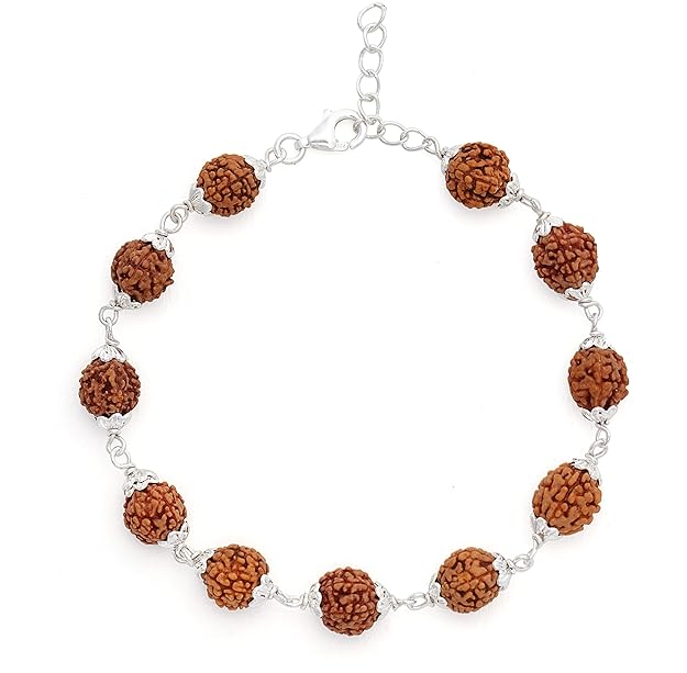 Rudraksha Silver Chain Bracelet – For Protection, Balance & Spiritual Energy-Lab Certified